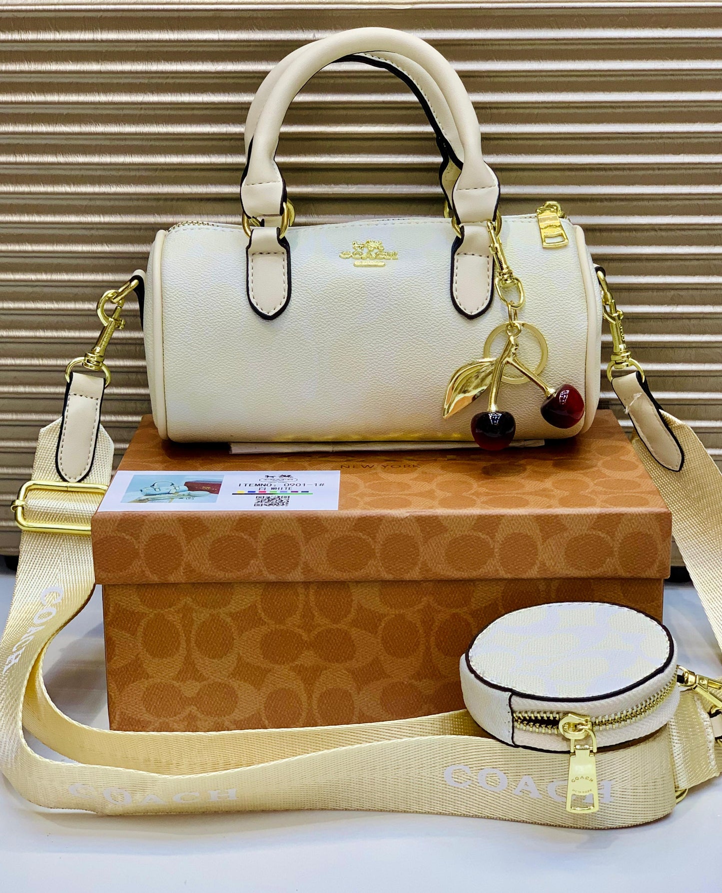 Coach Dupe Shoulder Bag – Cherry Detail