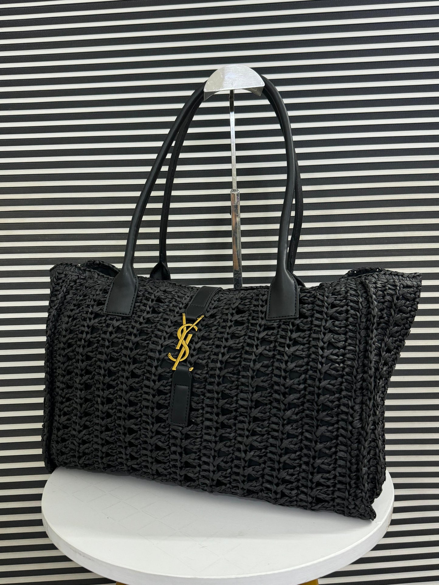 Panier Leather-Trimmed Raffia Tote – Official Model