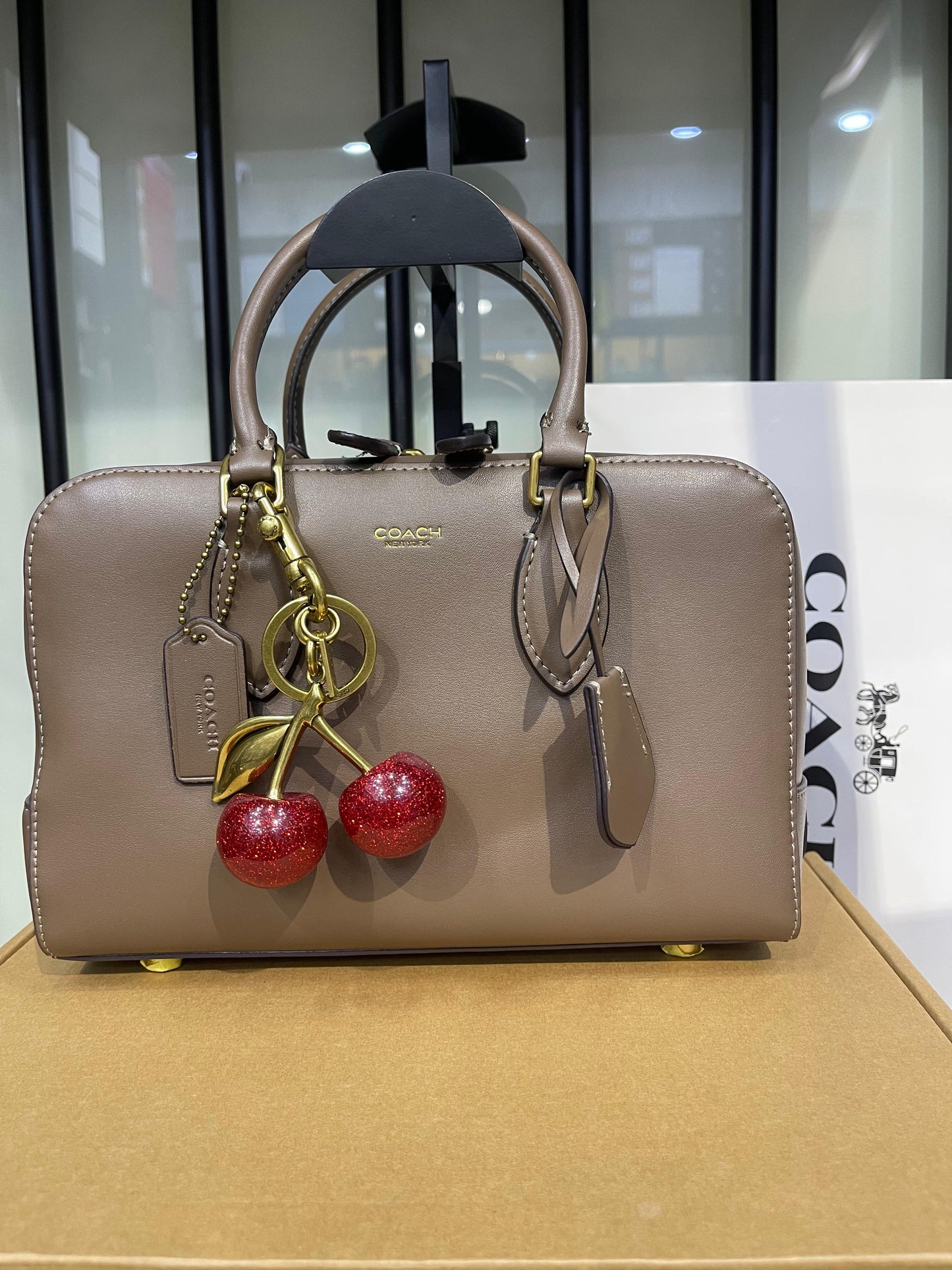 COACH Bowery Satchel 22 with Cherry Charm