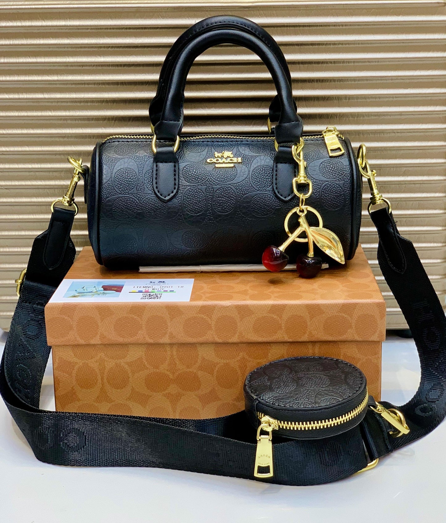 Coach Dupe Shoulder Bag – Cherry Detail