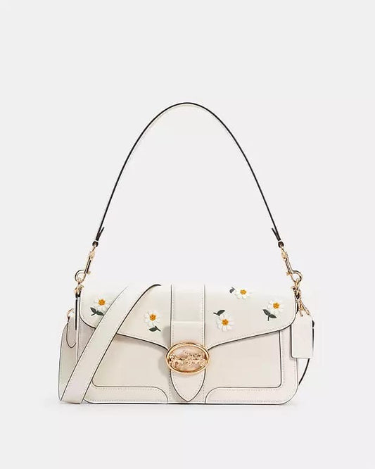 COACH Georgie Shoulder Bag – Colorblock Signature Canvas with Daisy Embroidery