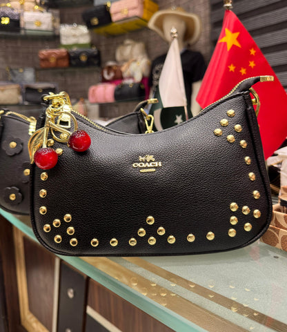 Coach Teri Shoulder Bag with Rivets – Premium Cherry Charm Edition
