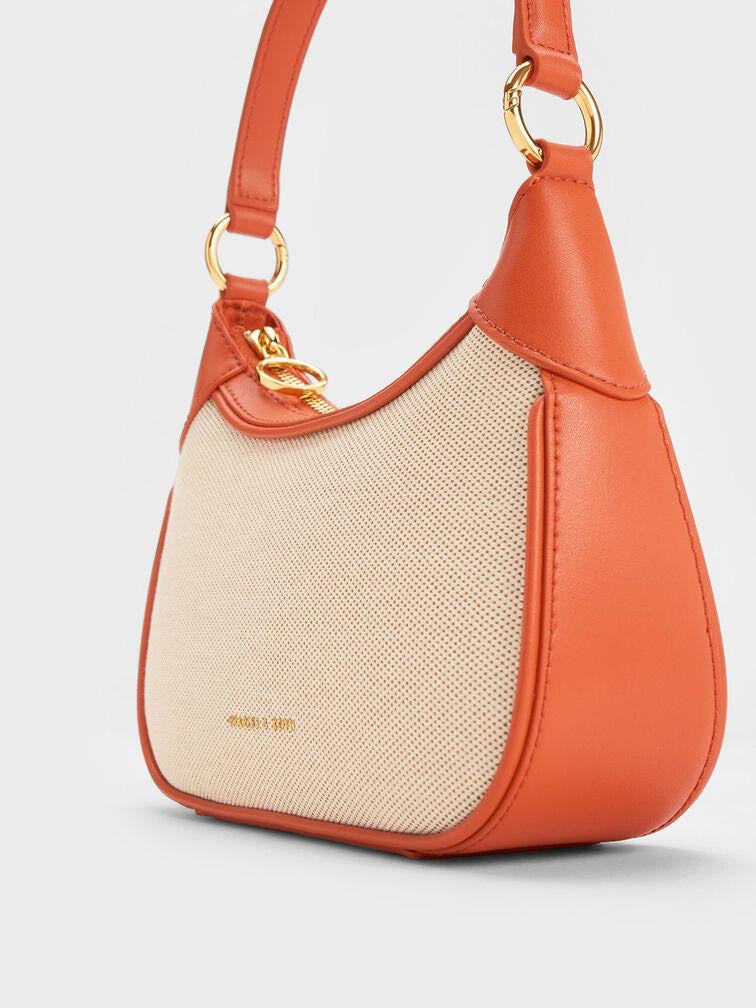 Charles & Keith Alcott Scarf Handle Canvas Bag – Orange