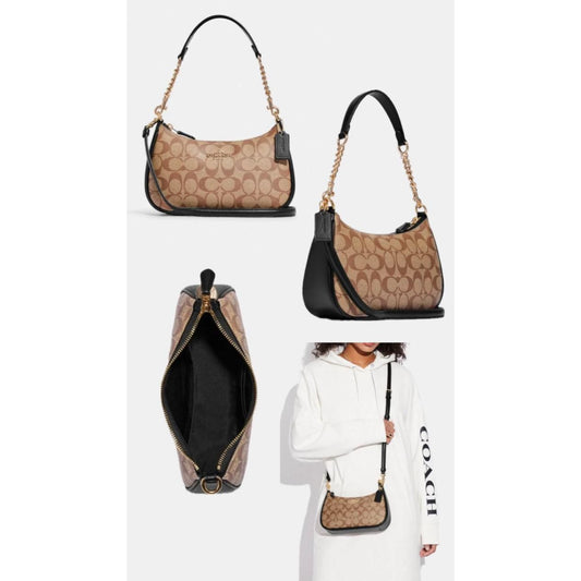 Coach Teri Signature Canvas Shoulder Bag