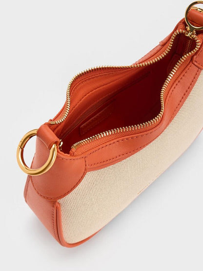Charles & Keith Alcott Scarf Handle Canvas Bag – Orange