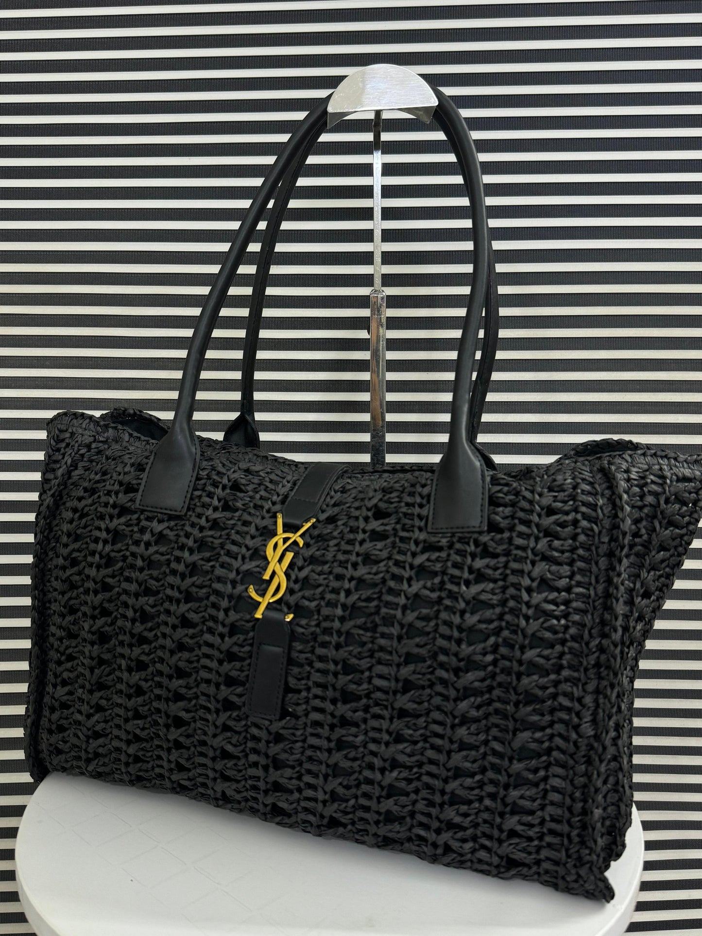 Panier Leather-Trimmed Raffia Tote – Official Model
