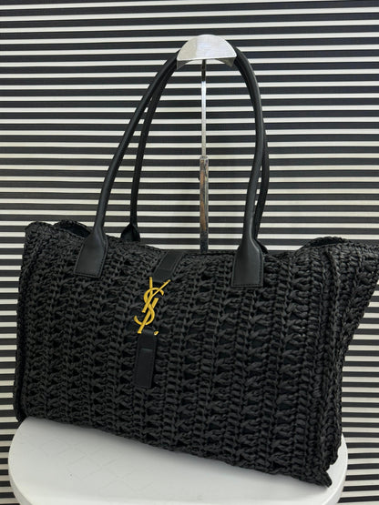 Panier Leather-Trimmed Raffia Tote – Official Model