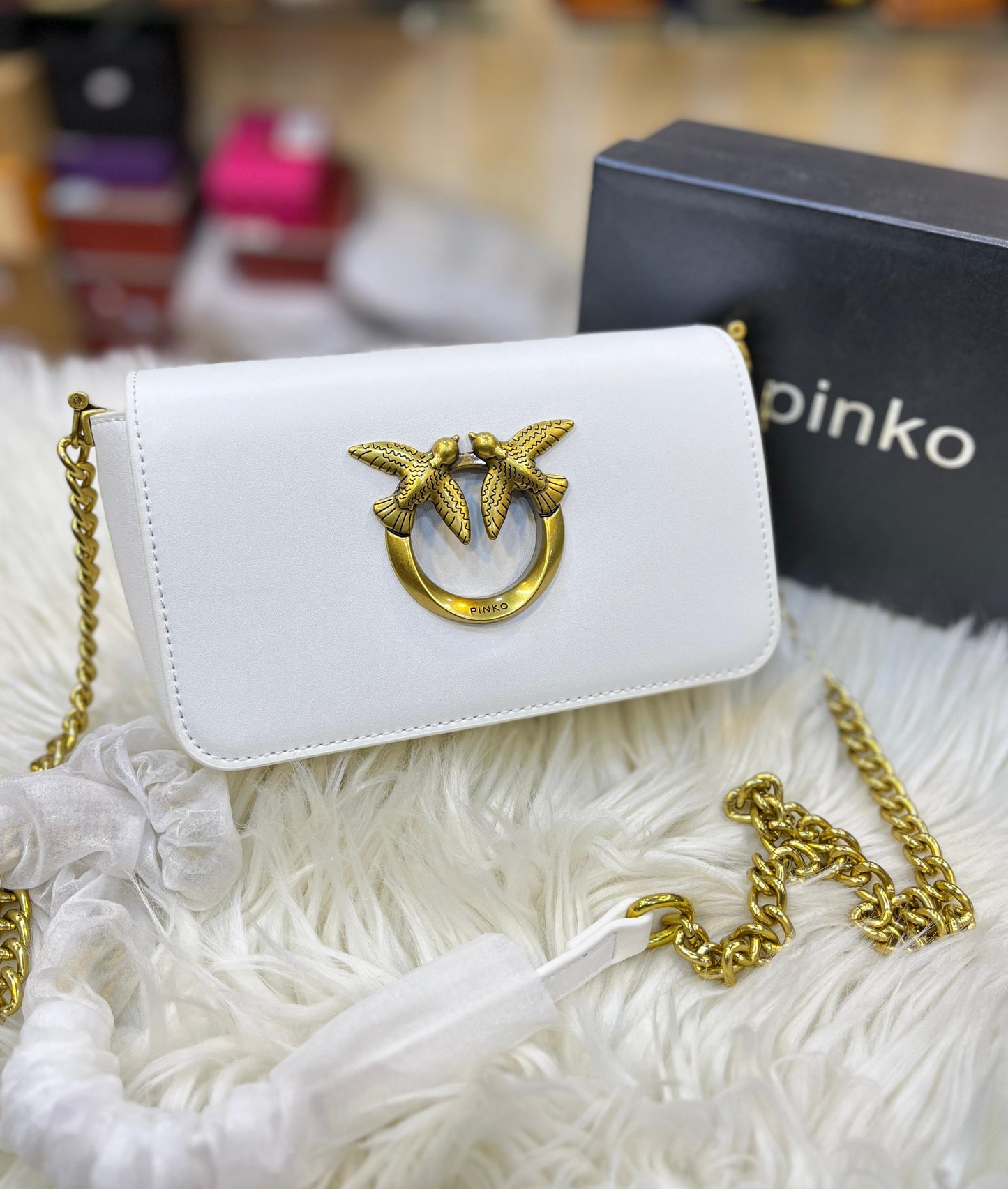 Pinko Love Click Micro Calfskin Silk Bag
