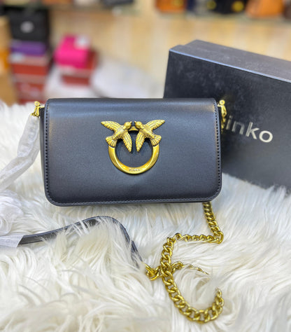 Pinko Love Click Micro Calfskin Silk Bag