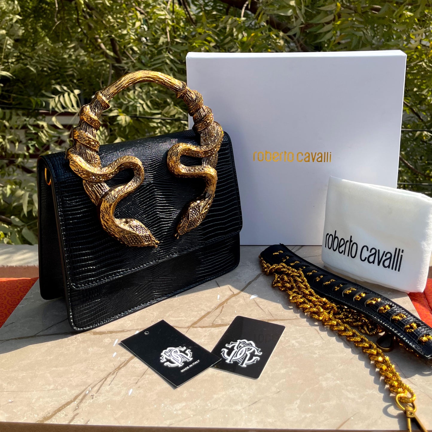 Roberto Cavalli Bordeaux Serpenti Medium Bag