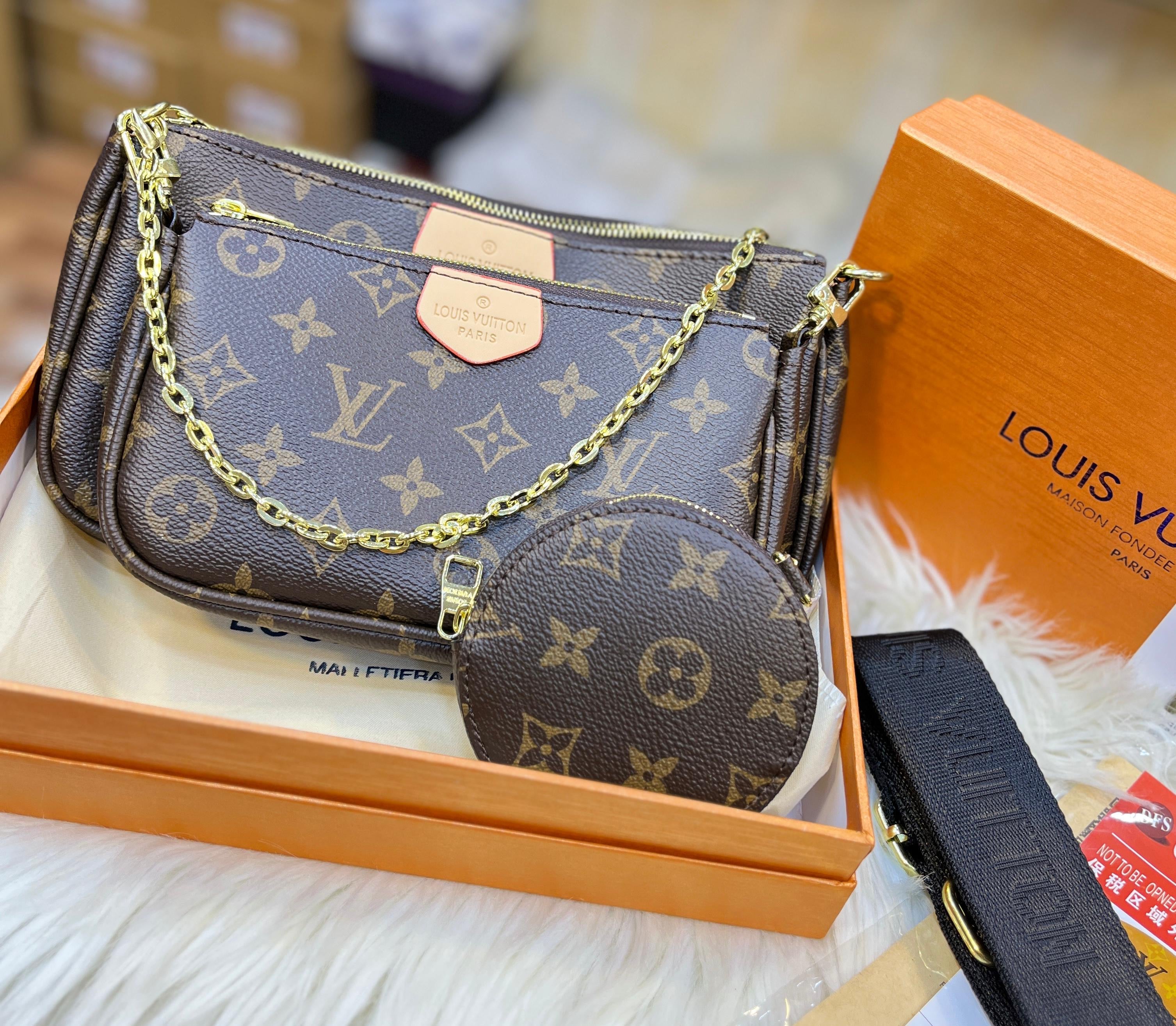 Louis Vuitton Multi Pochette Accessoires – Khaki Monogram | 3-Piece Convertible Set