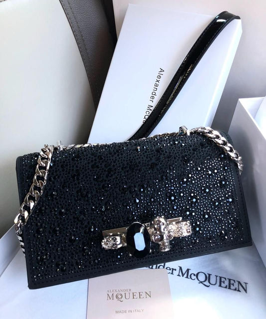 Alexander McQueen Crystal-Embellished Mini Jewelled Satchel – Luxe Statement
