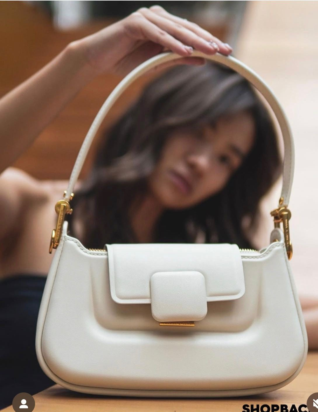 CHARLES & KEITH Koa Leather Push-Lock Top Handle Bag