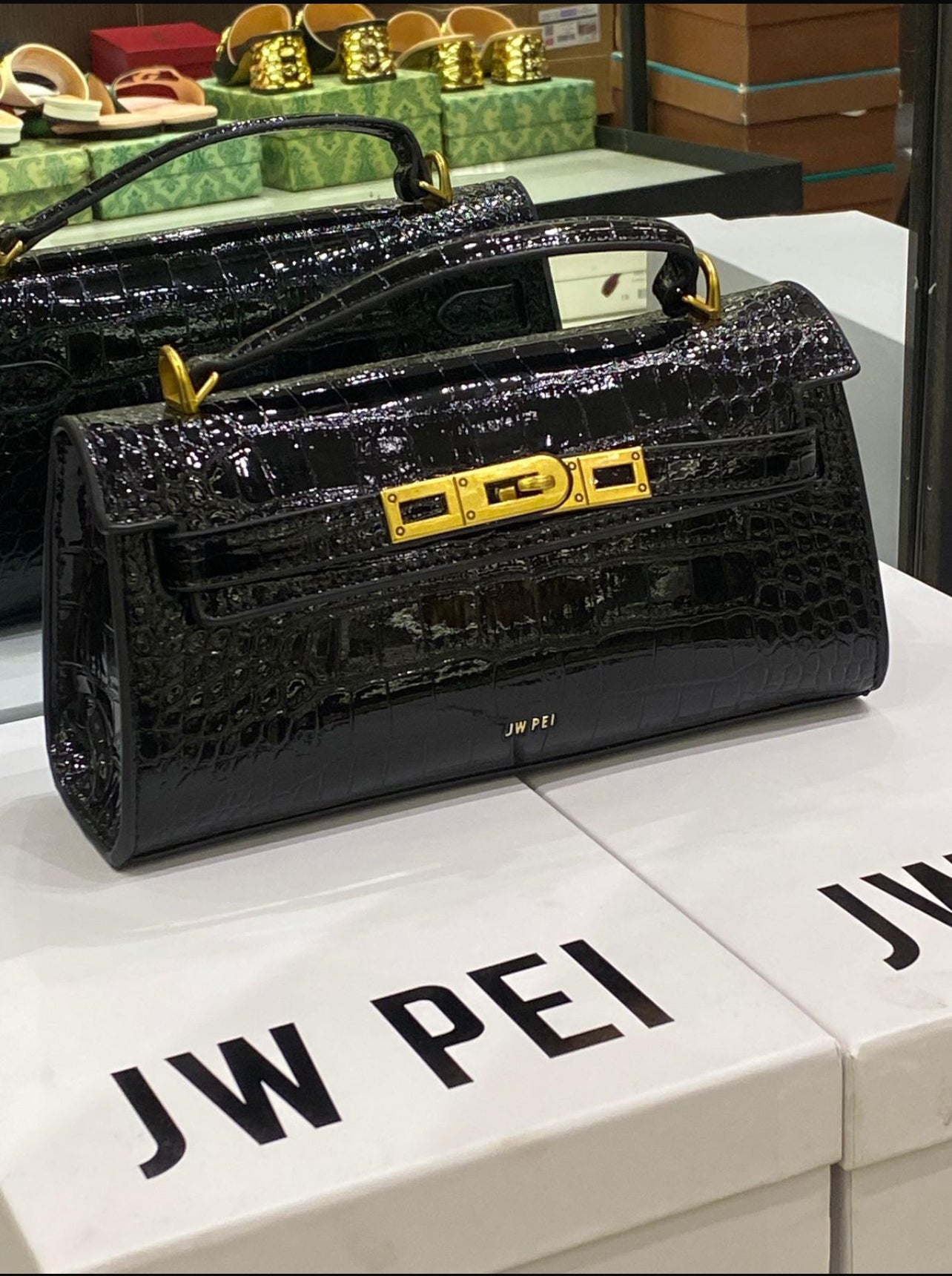 JW PEI Noor Top Handle Bag – Vegan Leather Crossbody with Gold Hardware