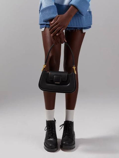 CHARLES & KEITH Koa Leather Push-Lock Top Handle Bag