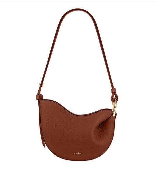 POLÈNE Tonca – Textured Cognac Shoulder Bag