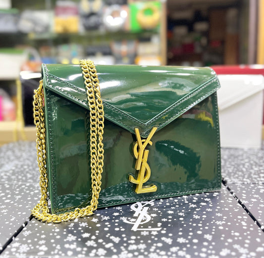 Saint Laurent Cassandra Patent Leather Wallet on Chain