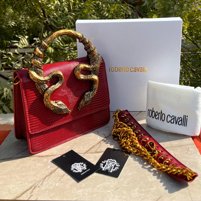 Roberto Cavalli Bordeaux Serpenti Medium Bag