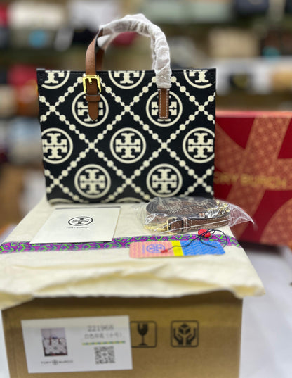 Tory Burch Mini T Monogram Tote – Embossed Leather
