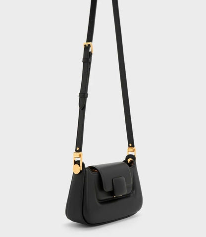 CHARLES & KEITH Koa Leather Push-Lock Top Handle Bag