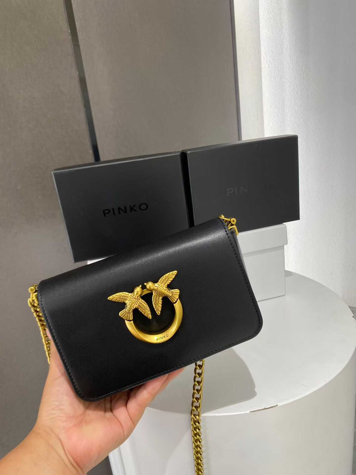 Pinko Love Click Micro Calfskin Silk Bag