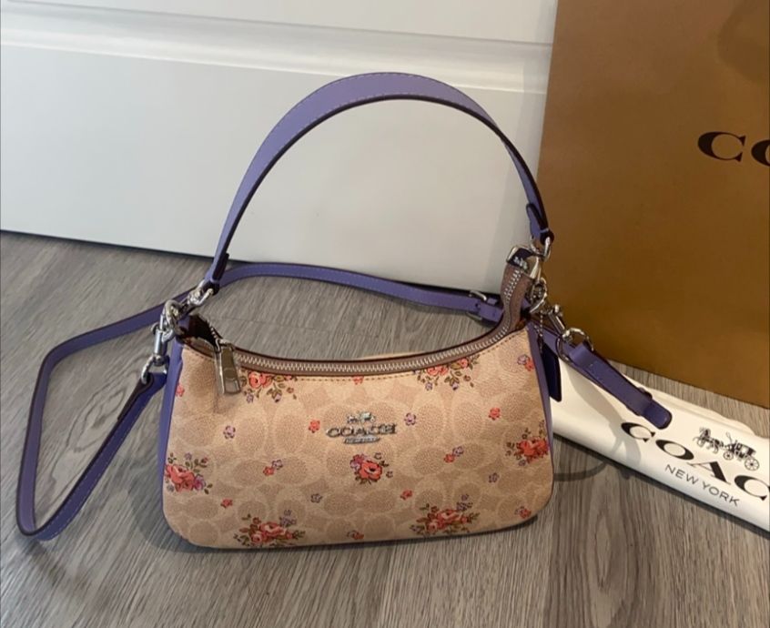 COACH Teri Shoulder Bag in Signature Canvas Floral Print – With Dust Bag