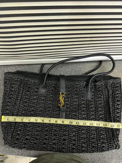 Panier Leather-Trimmed Raffia Tote – Official Model