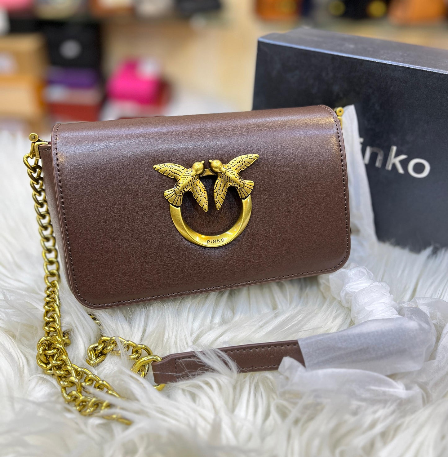 Pinko Love Click Micro Calfskin Silk Bag