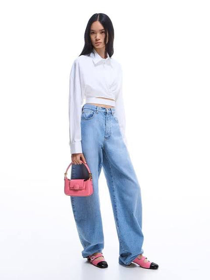 CHARLES & KEITH Koa Leather Push-Lock Top Handle Bag