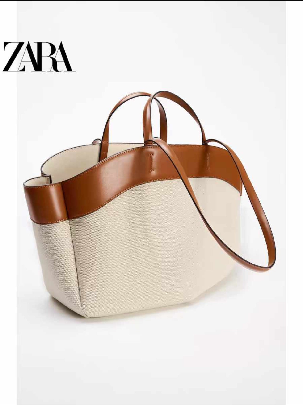 ZARA Combination Tote Bag – Canvas with Handles & Shoulder Strap