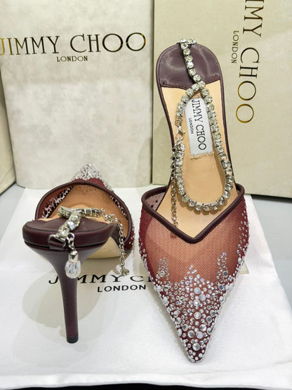 Jimmy Choo Saeda 100 Crystal Mesh Pumps – Crystal Anklet Edition