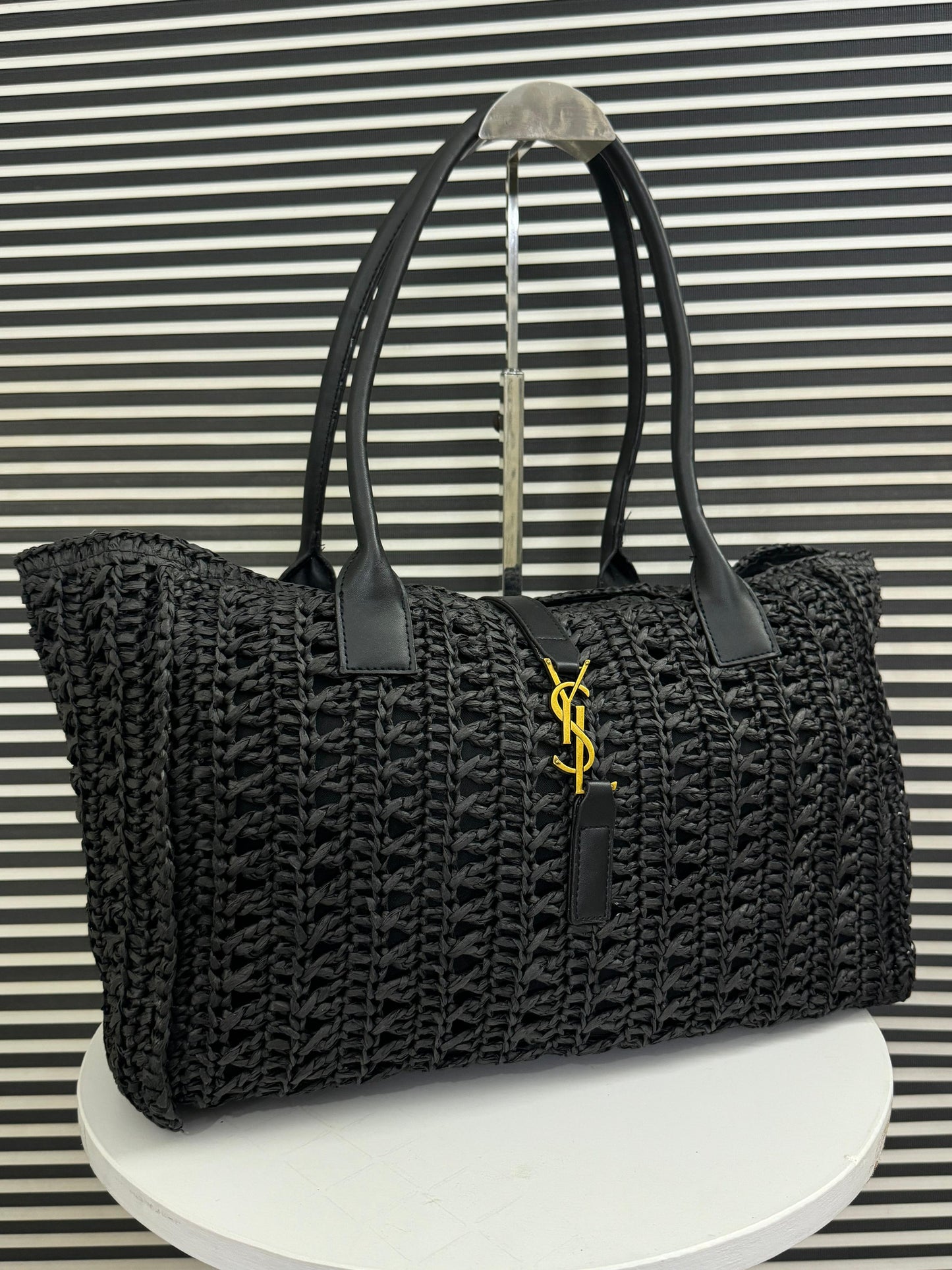 Panier Leather-Trimmed Raffia Tote – Official Model