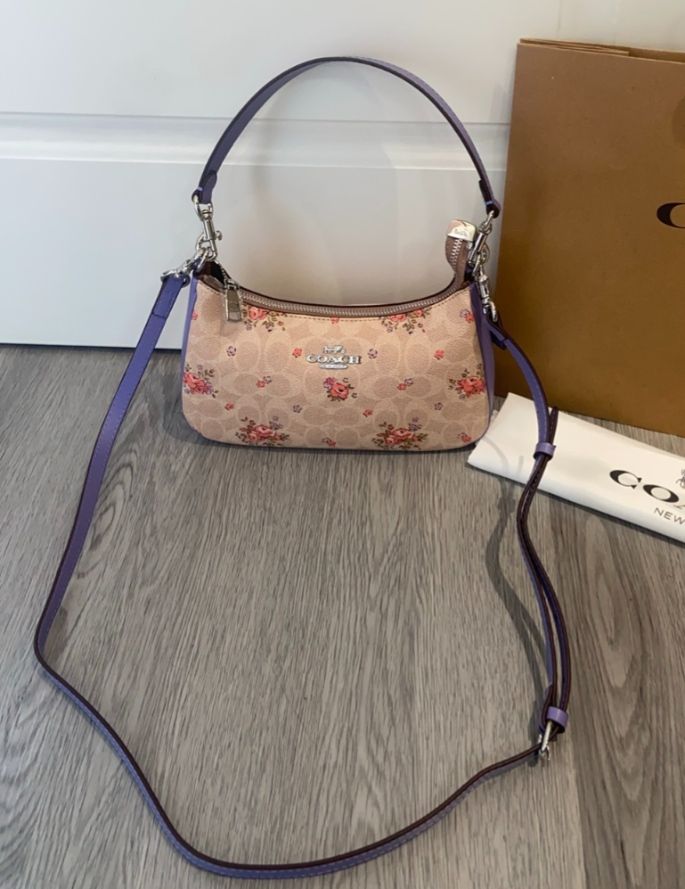 COACH Teri Shoulder Bag in Signature Canvas Floral Print – With Dust Bag