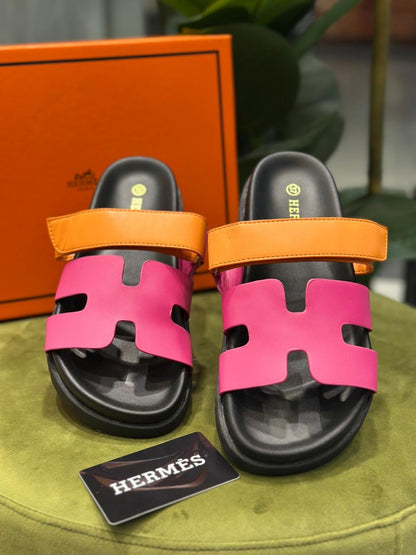 Hermès-Style Two-Tone Slippers