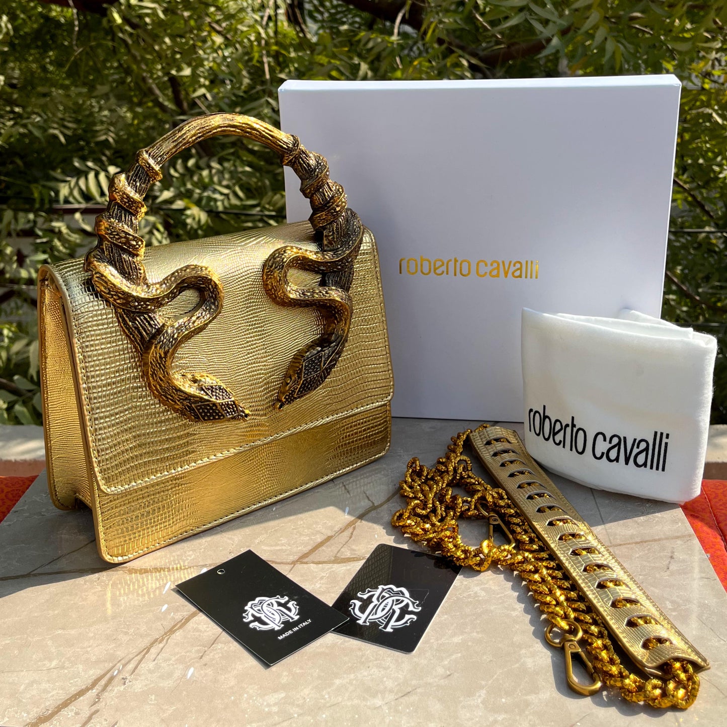 Roberto Cavalli Bordeaux Serpenti Medium Bag