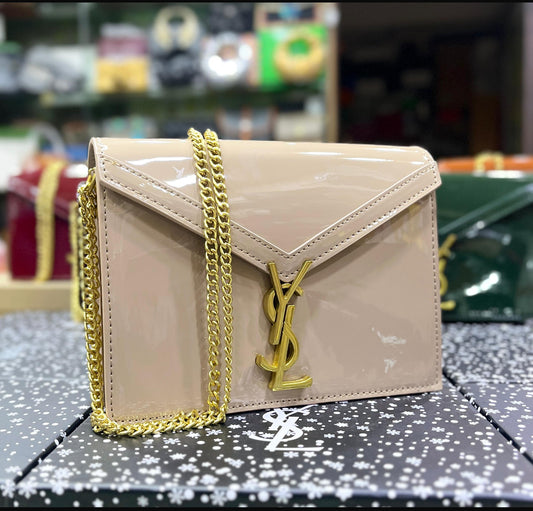 Saint Laurent Cassandra Patent Leather Wallet on Chain