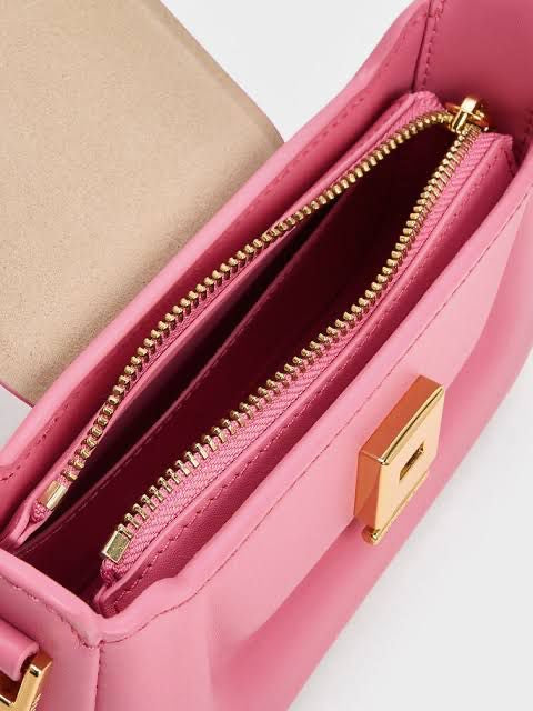 CHARLES & KEITH Koa Leather Push-Lock Top Handle Bag