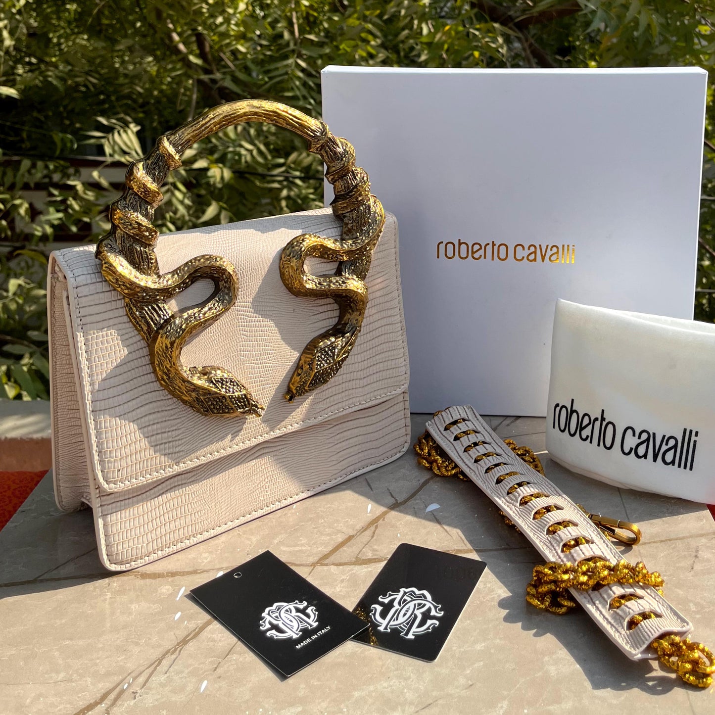 Roberto Cavalli Bordeaux Serpenti Medium Bag