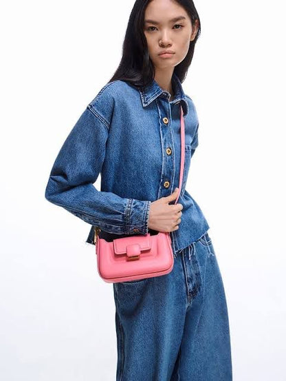 CHARLES & KEITH Koa Leather Push-Lock Top Handle Bag