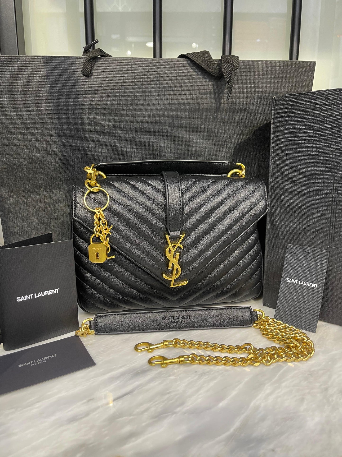 YSL College Medium Quilted Shoulder Bag