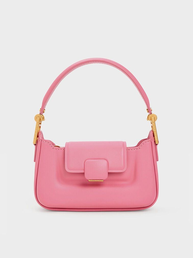 CHARLES & KEITH Koa Leather Push-Lock Top Handle Bag