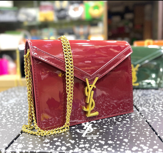 Saint Laurent Cassandra Patent Leather Wallet on Chain