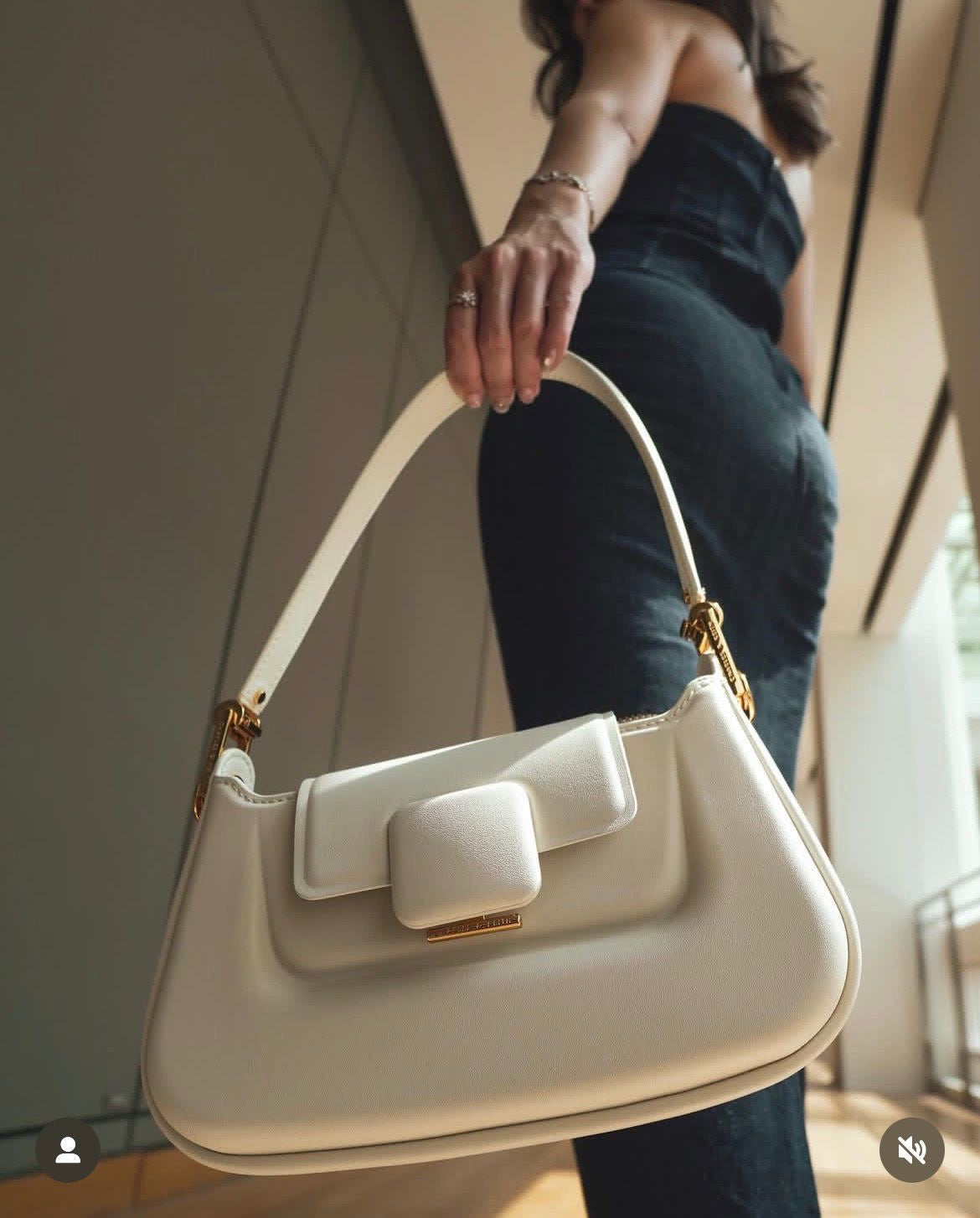 CHARLES & KEITH Koa Leather Push-Lock Top Handle Bag
