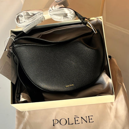 POLÈNE Tonca – Textured Cognac Shoulder Bag