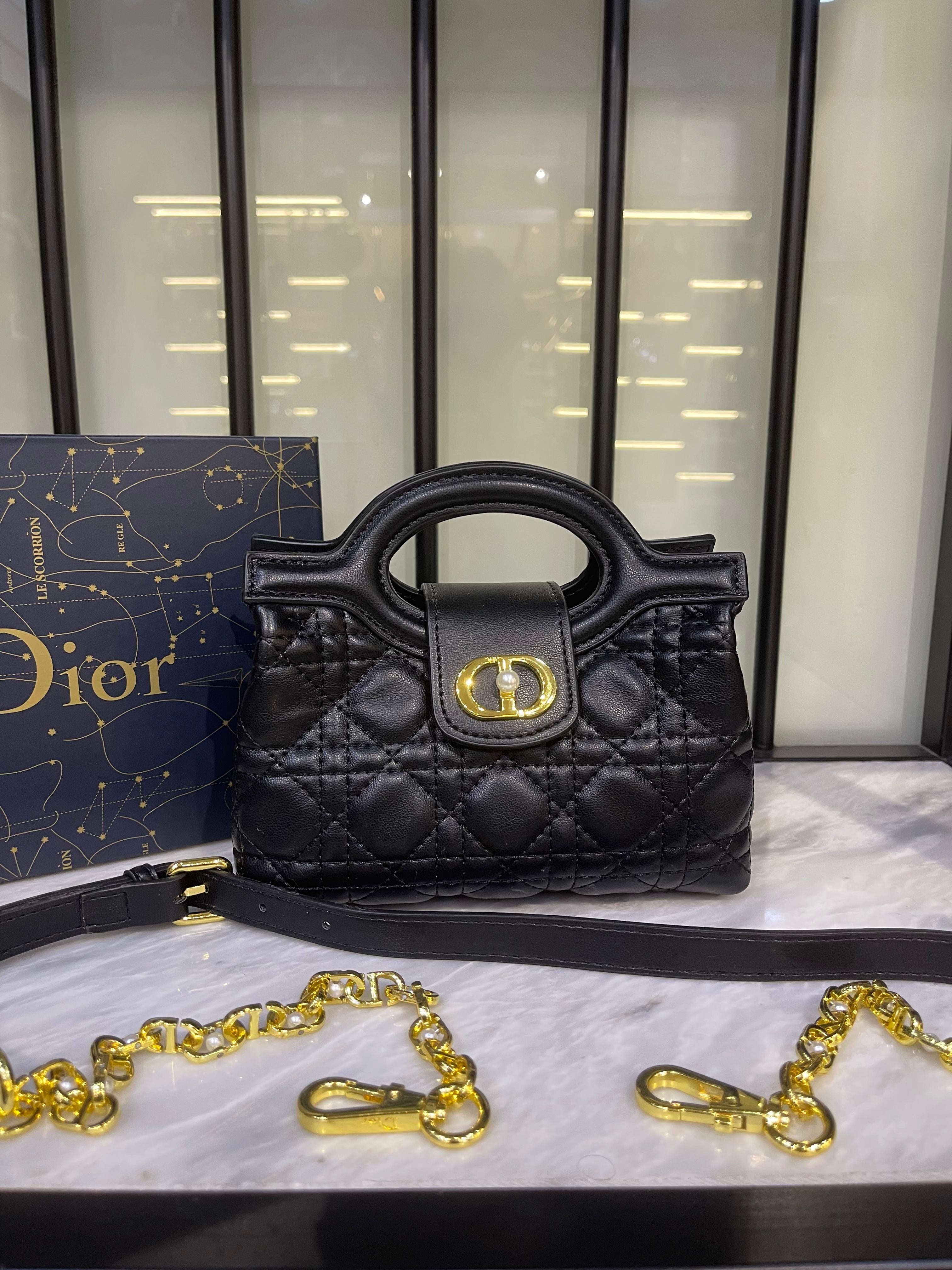 Dior Jolie Top Handle Mini Bag – Elegant Pearl Detail