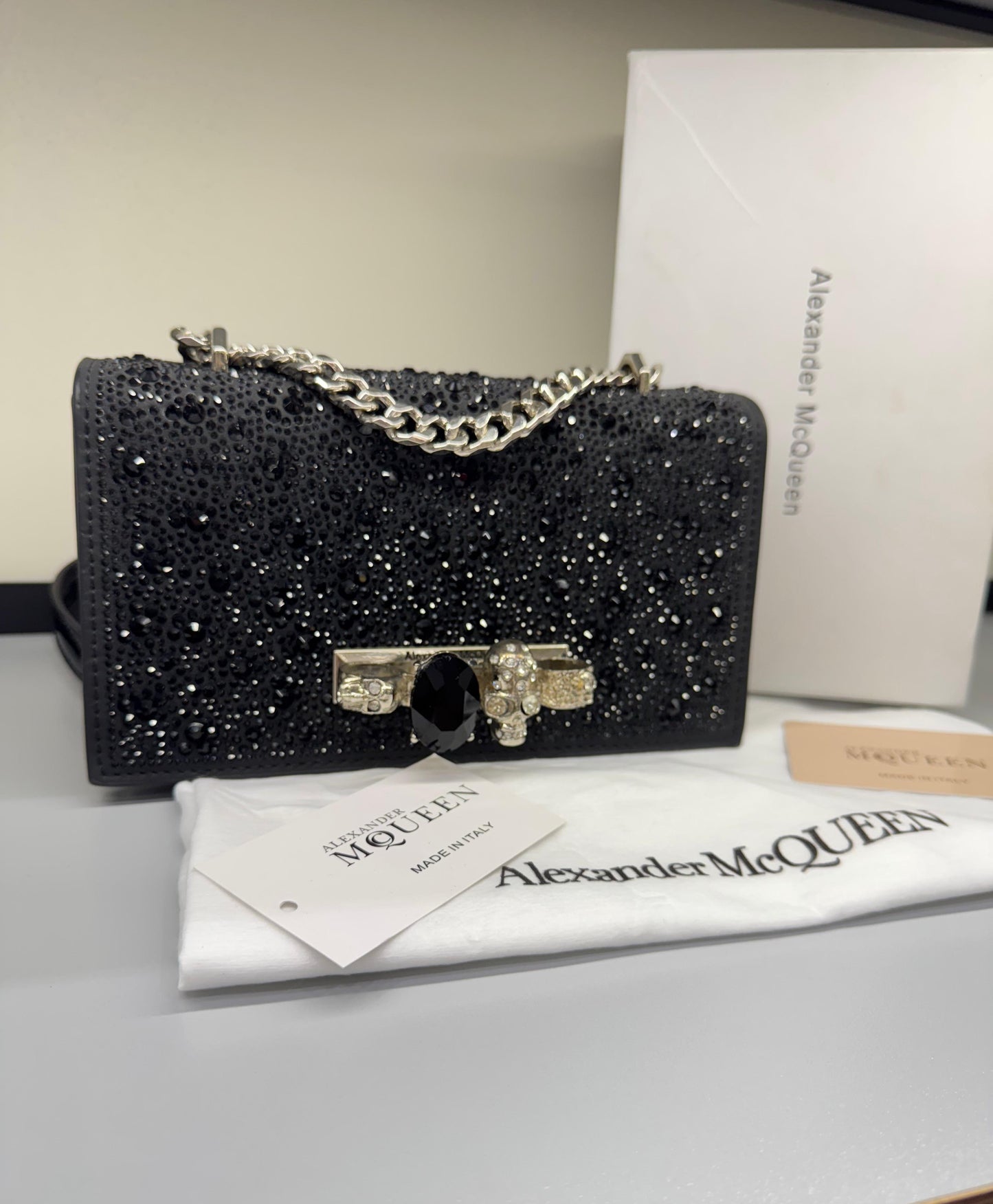 Alexander McQueen Crystal-Embellished Mini Jewelled Satchel – Luxe Statement