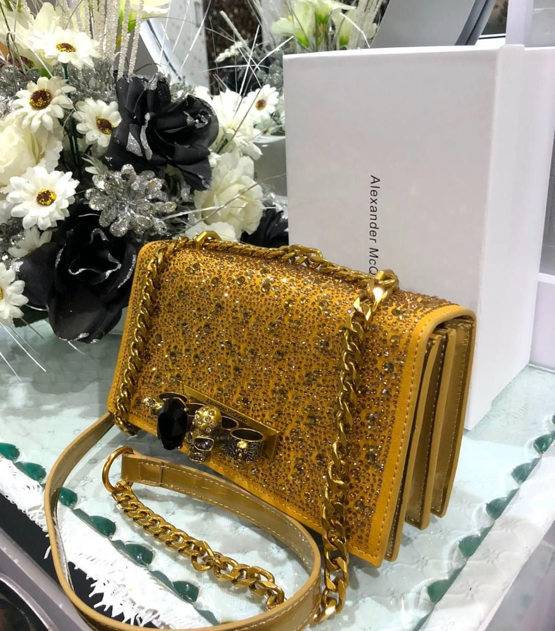 Alexander McQueen Crystal-Embellished Mini Jewelled Satchel – Luxe Statement