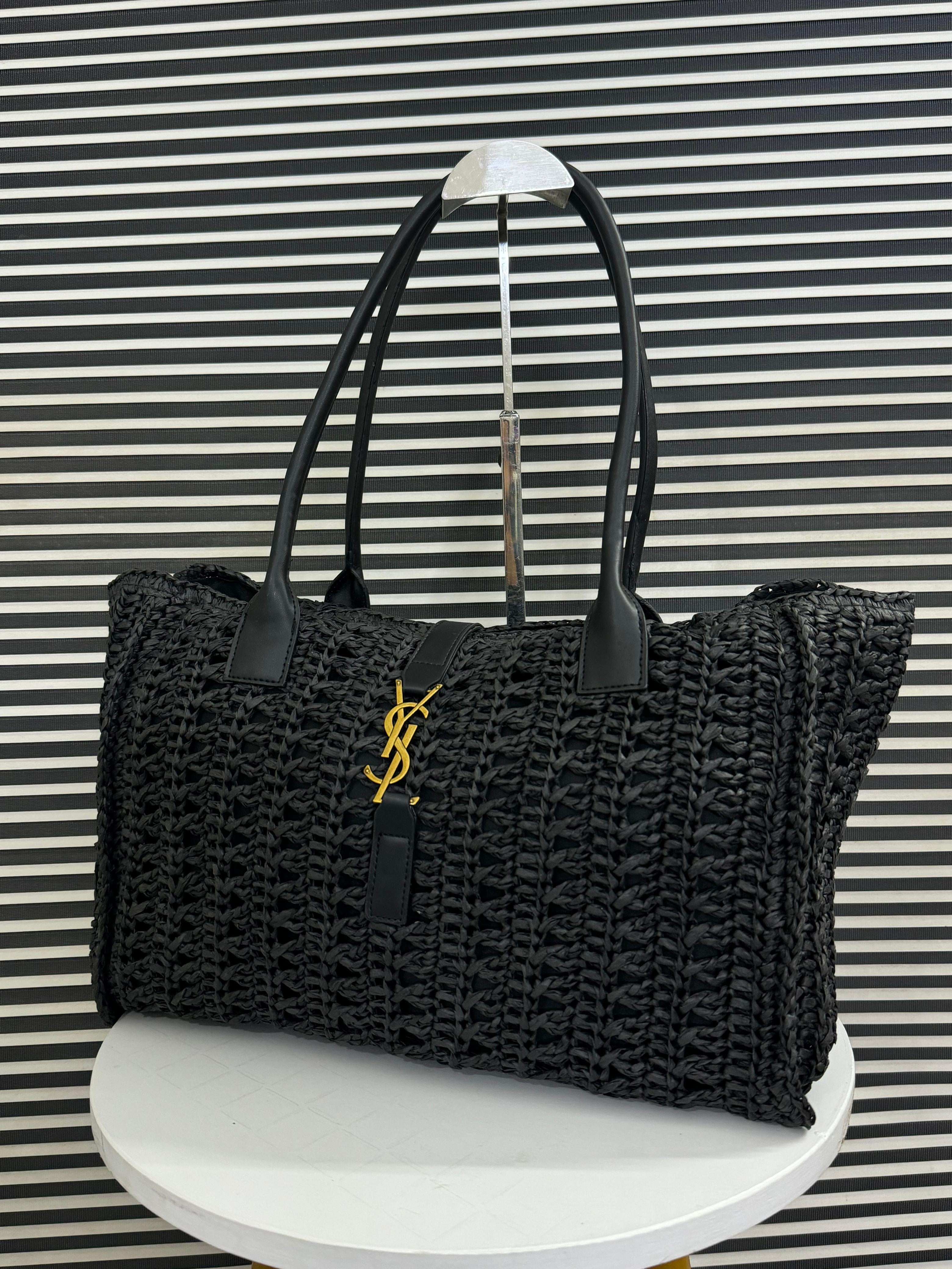Panier Leather-Trimmed Raffia Tote – Official Model