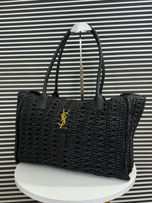Panier Leather-Trimmed Raffia Tote – Official Model