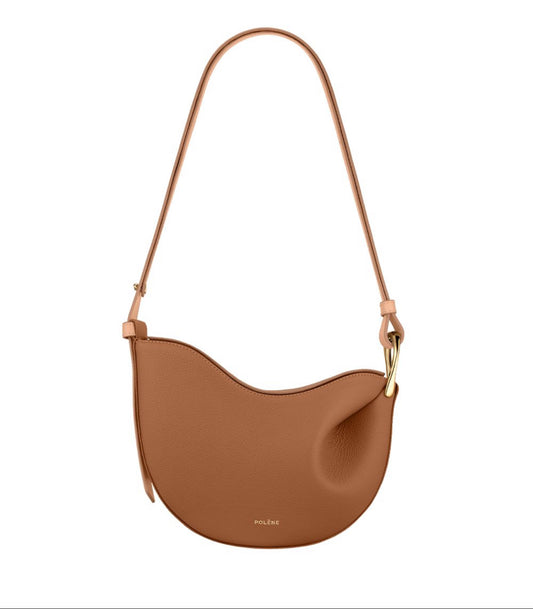 POLÈNE Tonca – Textured Cognac Shoulder Bag